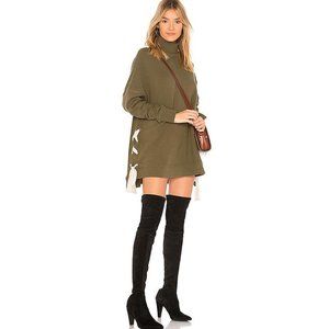 Free People So Plush Lace Up Pullover in Olive Gre